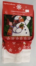 5 Pc Kitchen Set: 2 Pot Holders Oven Mitt &amp; 2 Towels Snowman By Supreme Home - £24.03 GBP