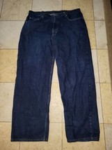 Polo Jeans Co. Mens 40x32 Dark Blue Banner Ralph Lauren Baggy Wide Leg Denim VTG - £26.58 GBP
