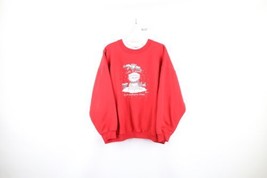 Vtg 90s Streetwear Womens Petite Large Faded Christmas Cat Kitten Sweatshirt - £39.52 GBP