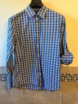 Michael Kors 100% Cotton Blue Plaid Convertible Sleeve Button Down Shirt... - $1,199.48 MXN