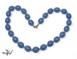 Vintage Bead Necklace - Sky Blue Bead Single Strand  - 24&quot; Long -  Hey Viv Retro - £15.98 GBP