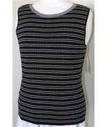 Emma James Petite X Large Knit Top Sweater Shirt Black White  Sleeveless NEW - $33.85