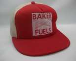 Baker Fuels Hat Vintage Red White Snapback Trucker Cap - £13.27 GBP