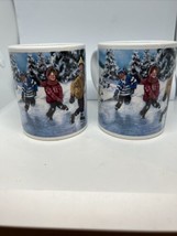 Lot of 2 Tim Horton&#39;s Hockey Coffee Mugs Skating Pond 003 Mug Limited Ed... - £23.25 GBP