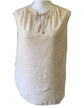 Ann Taylor Blouse Top Sleeveless  Tie V Neck Beige Career Floral Paisley Size S - £10.27 GBP