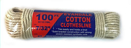 Evandale Solid Braided 100 Ft Cotton Clothesline 7/32&quot; - £11.95 GBP