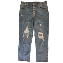 Wild Fable Womens Button Front Denim Jeans 8 High Rise Straight Ankle Distressed - £11.90 GBP