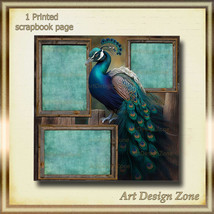 Vibrant Peacock sits with  Beauty Scrapbook Page - $15.00