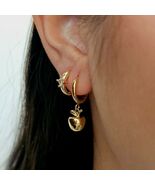 LUME Apple Charm Drop Hoop Earrings 18K Gold Sterling Silver  - $25.00