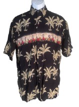 PIERRE CARDIN Men&#39;s Short Sleeve Button Down Hula Girl Hawaiian Shirt Me... - $8.90