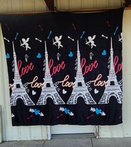 Eiffel Tower France Love Arrow Heart Cupid King Blanket Throw - £29.23 GBP