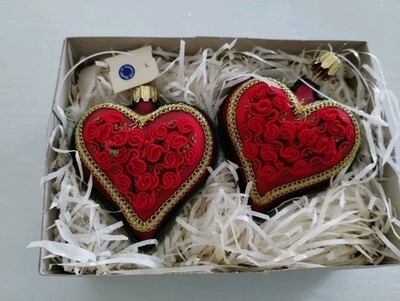 Dillard's Trimmings Vintage Set (2) Hearts Handcrafted Ornament Made in Germany Item image 5