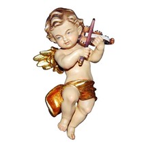 Cherub with Violin Wooden Statue Decoration Ornament Sacred Religious Statues - $53.47+