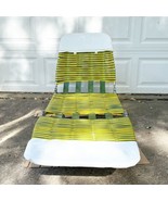 Pair of Vintage Aluminum Tri Folding Vinyl green yellow Lounge Chair Poo... - £235.89 GBP