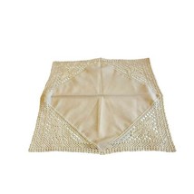Victorian White Handkerchief Bread Basket Cloth VTG Lace Border Four Corners 19” - £18.37 GBP