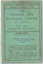 Colonial Life Insurance Jersey City New Jersey Premium Receipt Book 1941 - $4.94