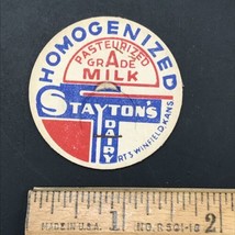 Stayton&#39;s Dairy Rt 3 Winfield Kansas KS Homogenized Milk Bottle Cap 1 5/8&quot; - £24.46 GBP