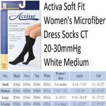 Activa Soft Fit Microfiber Dress Socks 20-30mmHg (White) Medium - $19.40