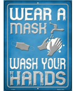 Wear A Mask Wash Your Hands Novelty Metal Sign 9&quot; x 12&quot; Wall Decor - DS - £19.14 GBP