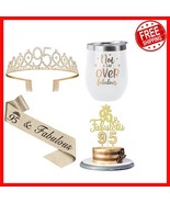 95th Birthday Party Supplies: Elegant Crown, Sash, Cake Topper, and Tumbler - $555.64 MXN