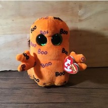 TY Halloween Beanie Boos GHOULIE Orange Ghost Plush Stuffed Animal Toy - $7.51