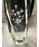 3D Laser Etched Crystal Art Glass Paperweight - Bouquet of Roses With Gu... - $12.58