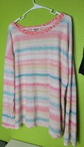 Haptics By Holly Harper Knit Top Size 3XL Long Sleeve Multicolored Round... - $17.63