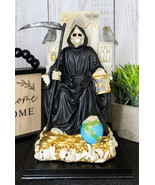 Black Santa Muerte Holding Scythe Seated On Throne Statue Our Lady Of Death - €48,04 EUR