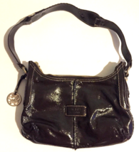 The Sak purse / handbag brown leather shiny zip close inside pockets, bag charm - £12.34 GBP