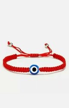 Pulsera macrame Lucky Red String Charm Bracelet Women Men Blue Evil Eye Round - £10.16 GBP