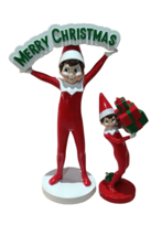 The Elf on the Shelf figurines blue eye holding &quot;Merry Christmas&quot; sign &amp; gifts - £37.57 GBP