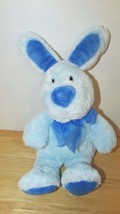 Plush Dandee Bunny Rabbit light dark blue w/ bow seated sitting stuffed animal  - £10.10 GBP