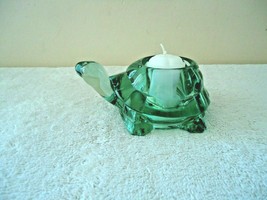 Vintage ? &quot; NOS &quot; Green Glass Turtle Shaped Tea Light Candle Holder &quot; BEAUTIFUL - £18.51 GBP