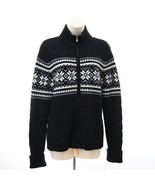 Ralph Lauren Petite Women&#39;s Cardigan Sweater L PL Black Fair Isle Rhines... - $71.38