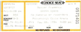 Bryan Adams Ticket Stub Peut 20 1994 Pittsburgh Pennsylvanie - $41.52
