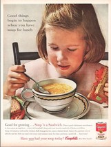 1967 Campbell&#39;s Chicken Rice Soup Vintage Print Ad Little Girl BLT Sandwich Art - £8.19 GBP