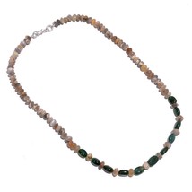 Natural Green Aventurine Moonstone Gemstone Mix Shape Beads Necklace 17&quot; UB-5954 - £8.67 GBP