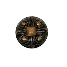 Vintage Copper Tone Floral  Drawer Cabinet Pull 1 1/4&quot; diameter - $2.45