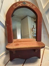 Vintage Wall Shelf w/Mirror Rustic/Country/Farmhouse 19&quot;H X 11&quot;W Painted... - $24.74