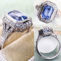 2Ct Emerald Cut Tanzanite Art Deco Women&#39;s Engagement Ring 14K White Gold Finish - £72.43 GBP