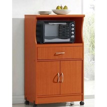 Mahogany Wood Finish Kitchen Cabinet Microwave Cart - $4,335.80 MXN