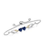 925 Sterling Silver and 10K Yellow Gold Blue Created and Lab - £291.99 GBP