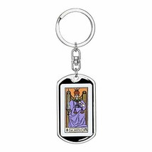 Tarot Card The Justice Swivel Keychain Dog Tag Engraved 18k Gold - £45.50 GBP