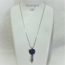 Coblat Blue Marbled Heart Necklace 18&quot; - £11.79 GBP