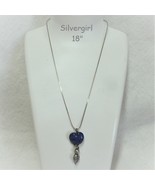 Coblat Blue Marbled Heart Necklace 18&quot; - £11.99 GBP