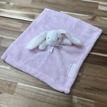 Blankets &amp; Beyond White Bunny Rabbit Pink Lovey Security Blanket 15.75x14.5 - £14.12 GBP