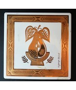Vintage Mid Century Modern Georges Briard Golden Pear Trivet/Metal Tile 6x6 - $149.11 MXN