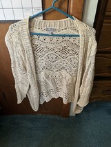 JM Collection Petite Hollow Cardigan Off White Sweater Size PXL - $29.69