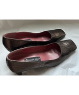 ETIENNE AIGNER Faux Alligator Skin Brown Leather Pumps High Heel Shoe Sz 10 - €25,45 EUR