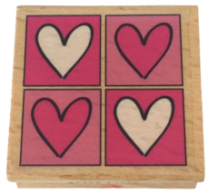 Studio G Rubber Stamp Hearts Checkerboard Four Square Love Valentines Da... - £3.98 GBP
